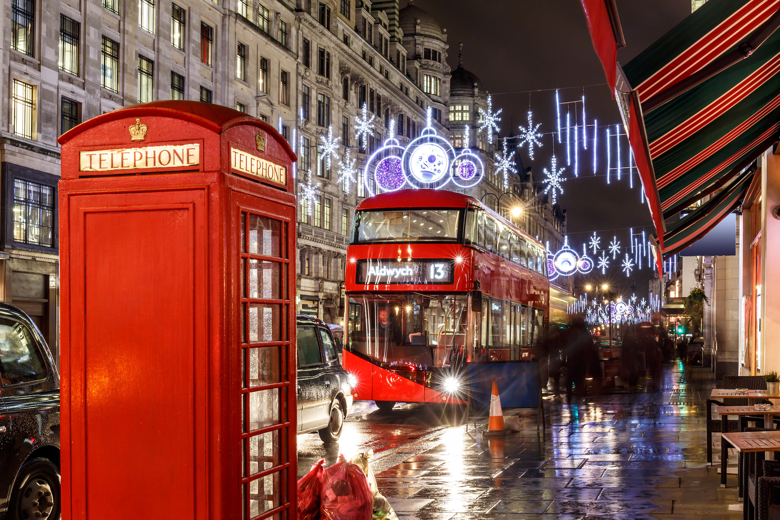 christmas lights on London street